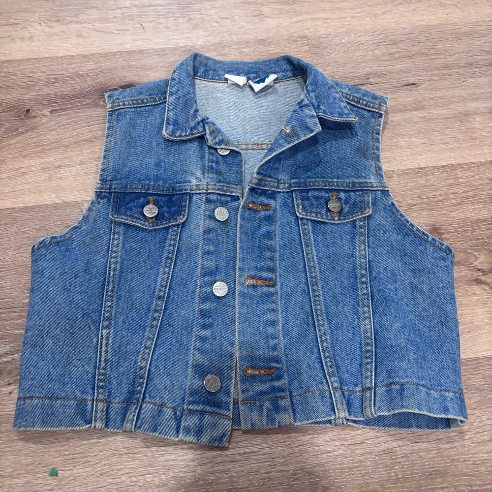 New Legends Vintage Denim Vest Medium Blue Cotton Trucker Sleeveless Jacket